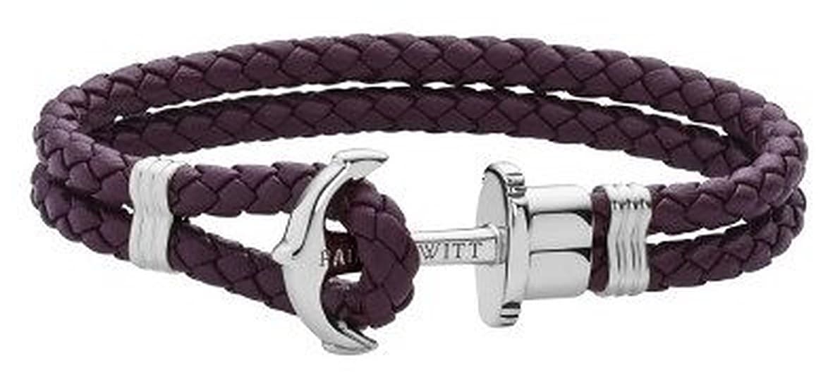 Bracciale Paul Hewitt in cuoio bordeaux con ancora in acciaio