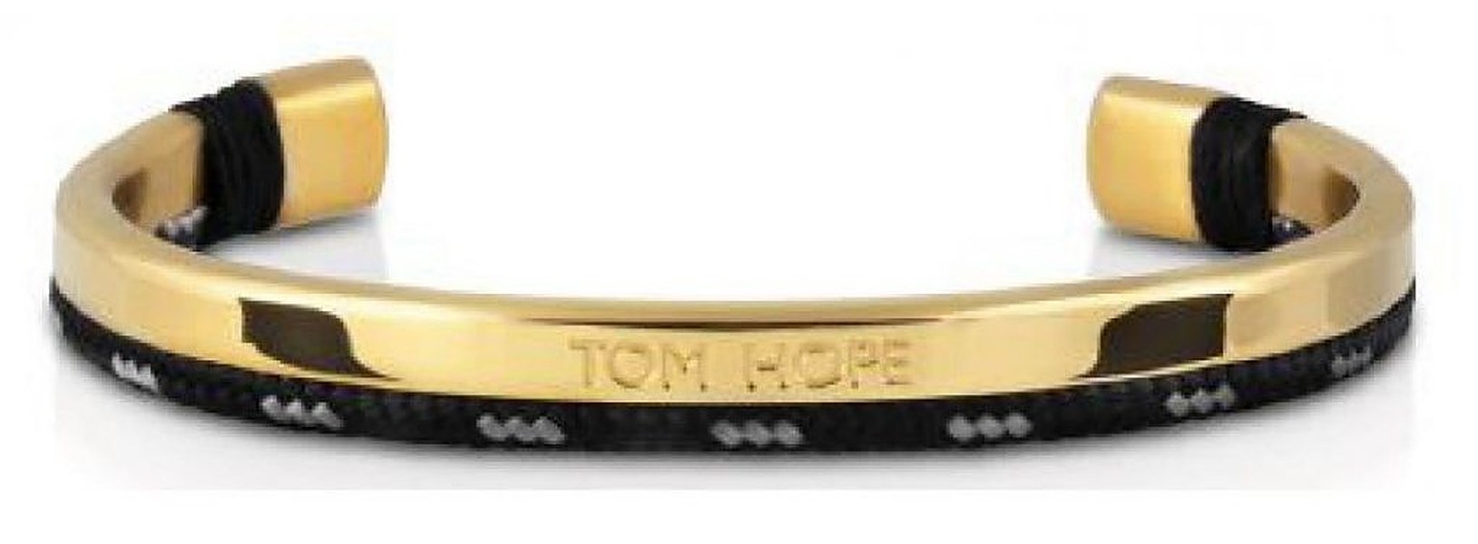 Bracciale Tom Hope Hybrid rigido dorato con inserto nero TM0441