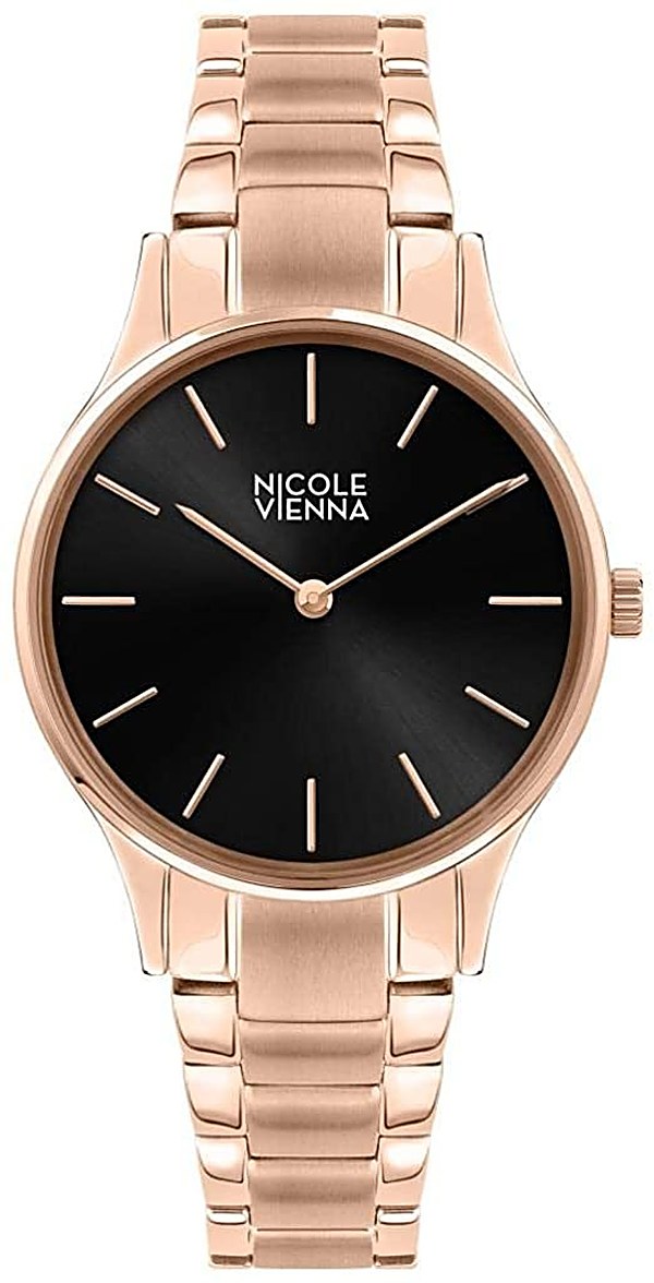 Orologio Donna Nicole Vienna in oro rosa con quadrante nero e bracciale in acciaio